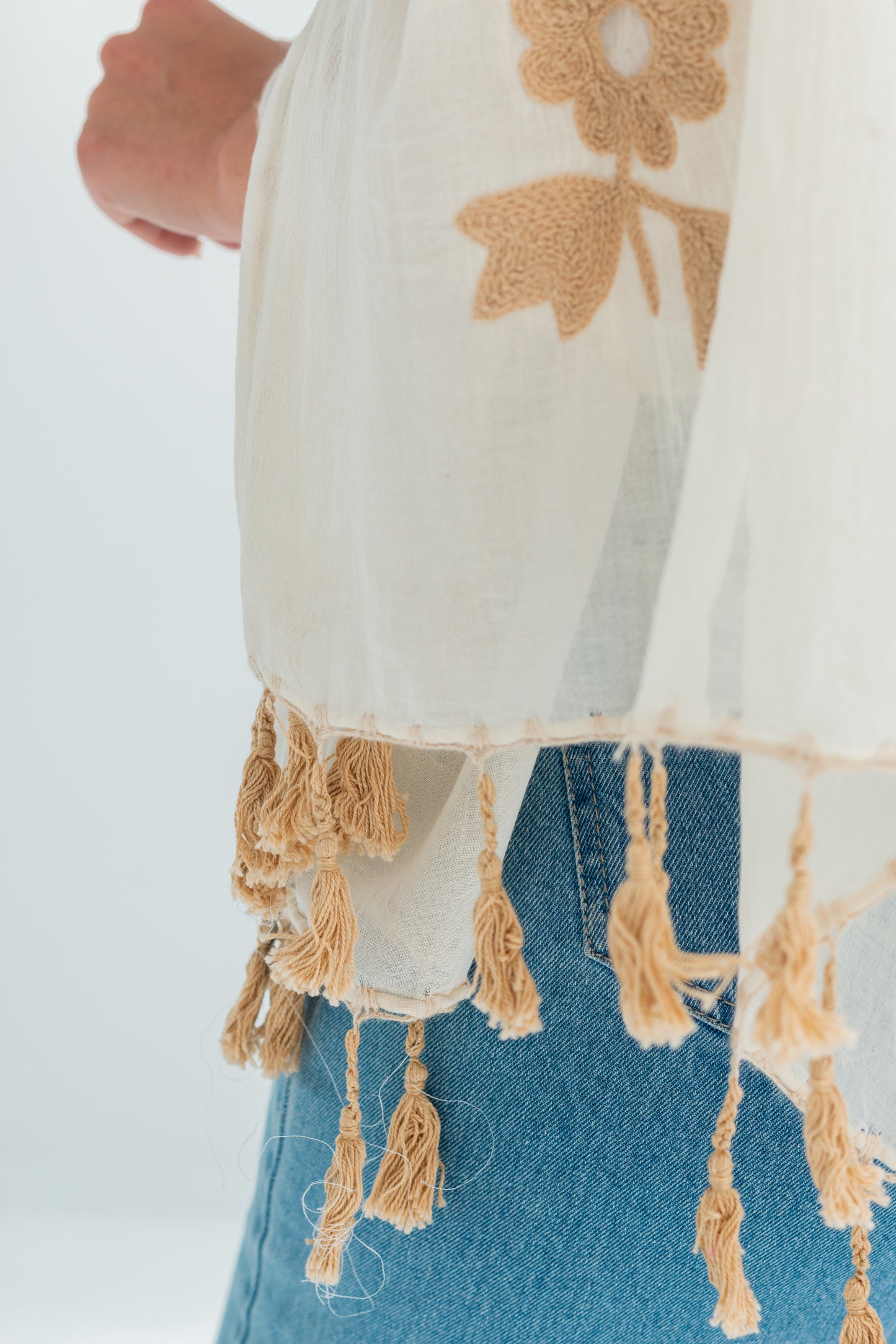 Cotton Fleur Embroidered Scarf