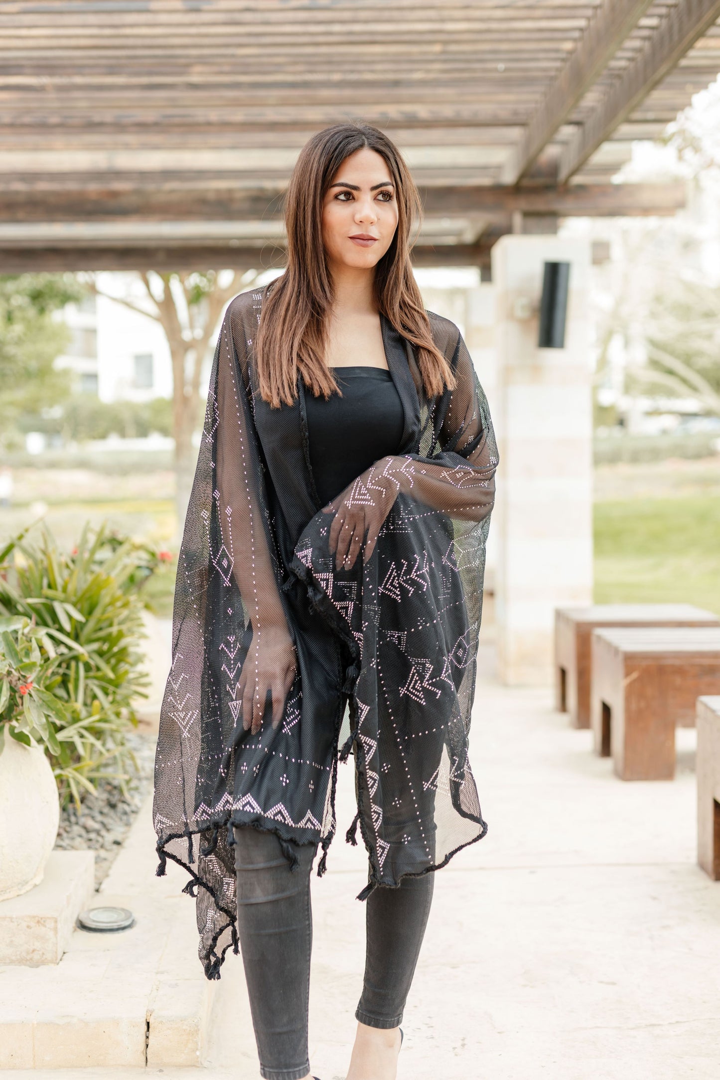 Tally Scarf with blue threads